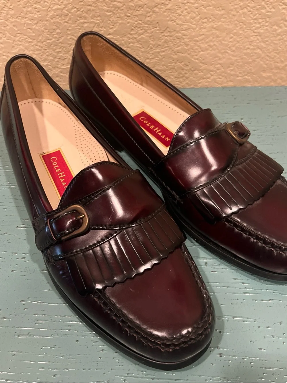 Cole Haan Men’s Brown Kiltie Loafers with Buckle